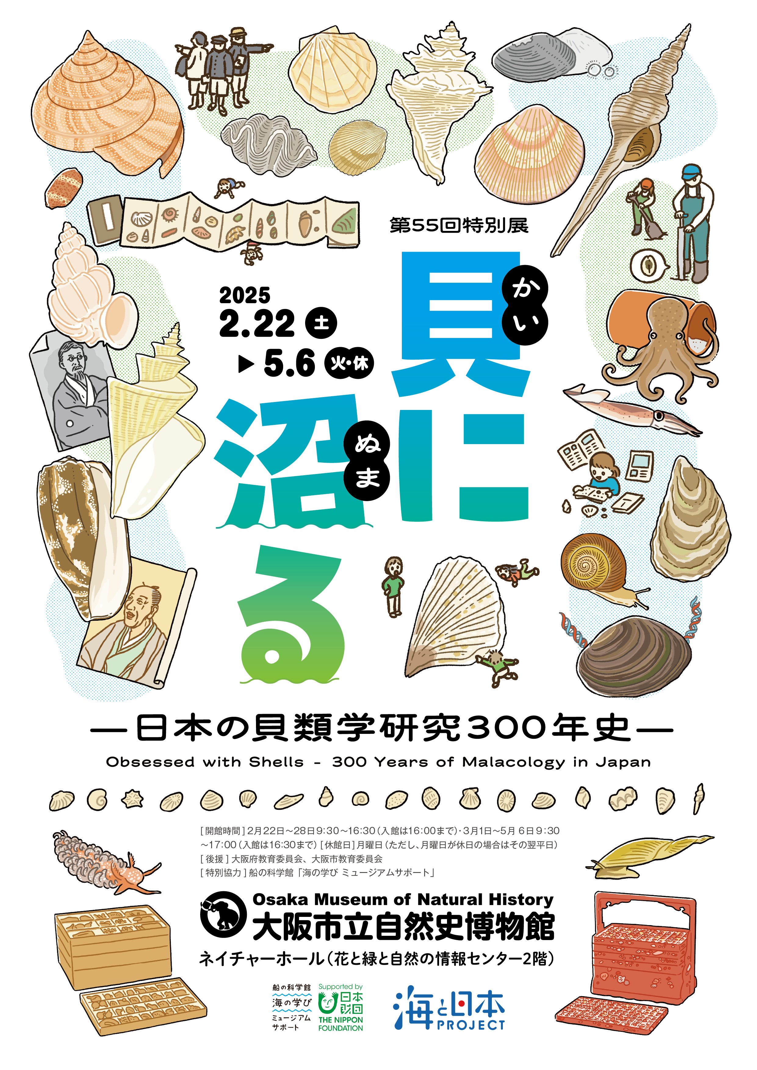 貝に沼る 解説書と風呂敷 特別展 大阪市立自然史博物館 貝に沼る_A4チラシ表_241202.png
